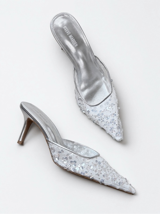 Steve Madden Shoes - Steve Madden White Alexi Sequin Silver